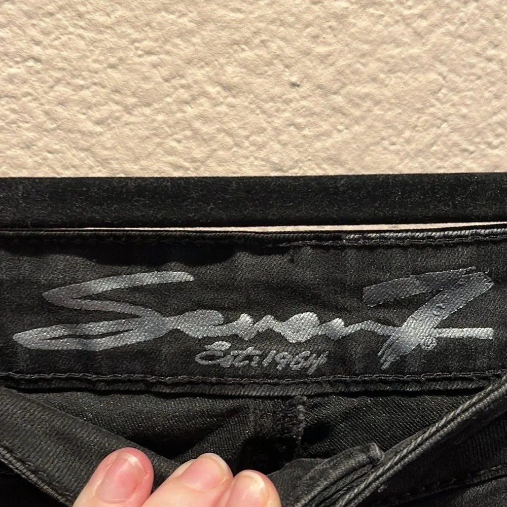 Seven 7 Size 14 Faded Black Distressed Denim Legging Jean